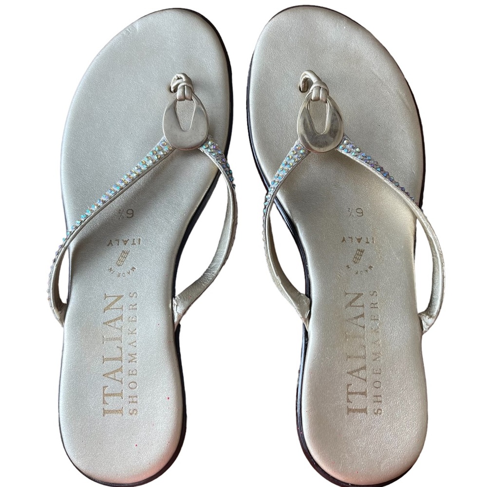 Italian Shoe Maker Gold Sandal with Rhinestones size 6.5